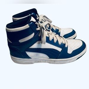 Puma Blue and White High-Top Retro Basketball Shoes Sneakers Men’s 10.5 MINTY